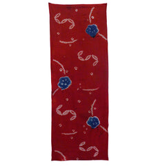 A Length of Red Colored Cotton Shibori: Meiji Era