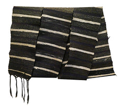 A Dark Toned Sakiori Obi: Fringes and Rag Weave