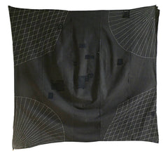 A Patched and Well-Worn Sashiko Stitched Furoshiki: Black Cotton