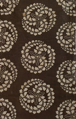 A Length of Brown Colored Stenciled Cotton: Roundels of Wisteria