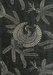 A Length of Indigo Dyed Cotton Katazome: Cranes and Young Pine