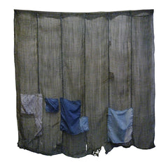 A Six Panel Boro Mosquito Net Section: Cotton Patches on Hemp Mesh