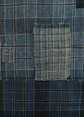 A Length of Plaid-on-Plaid Boro Cotton: Two Stitched Pieces