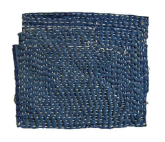 A Densely Sashiko Stitched Zokin: White on Blue